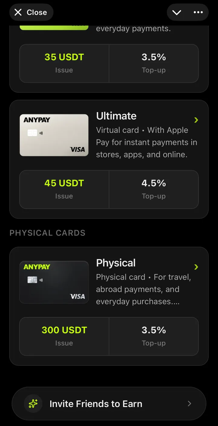 AnyPay Home screen in the AnyPay app