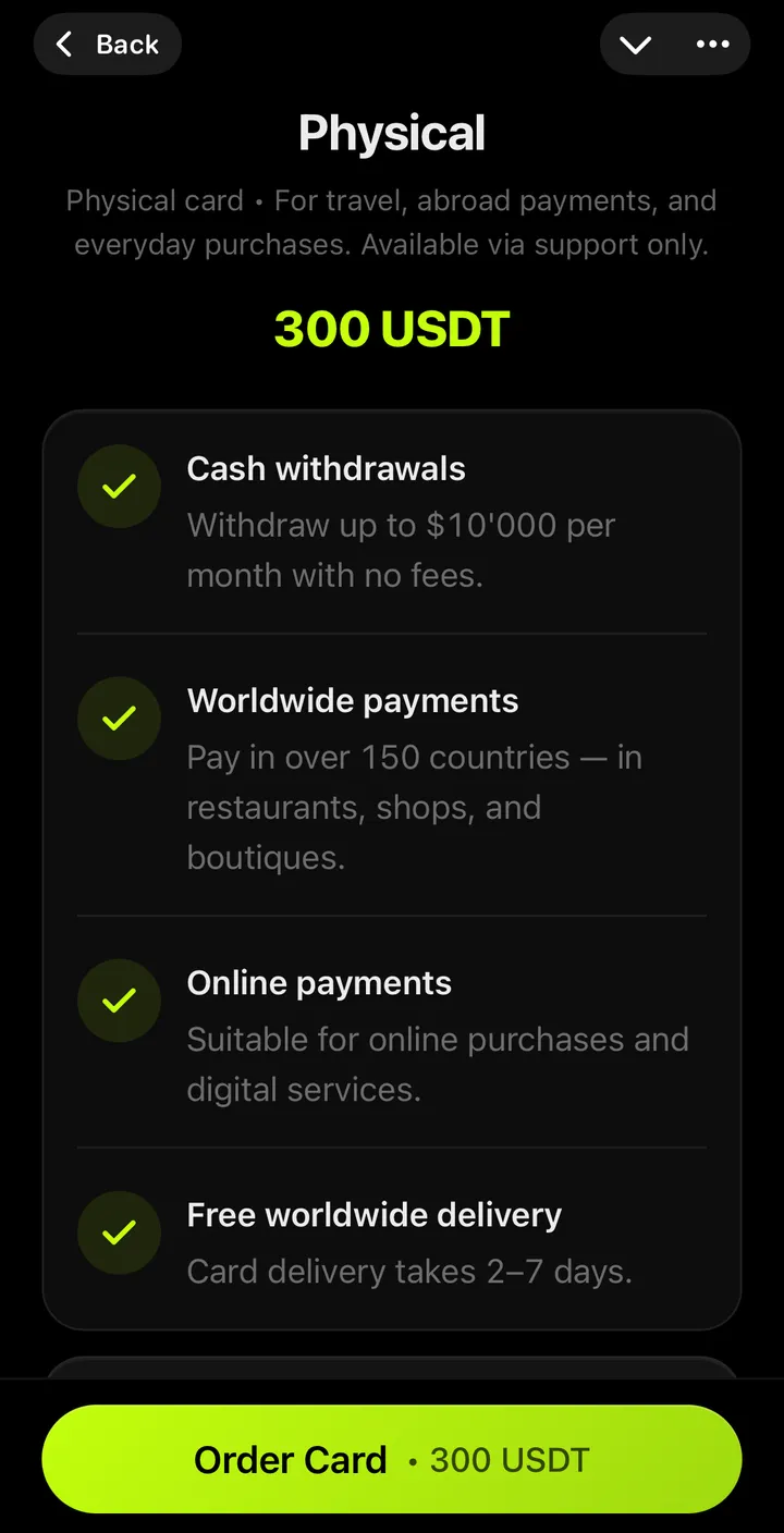 AnyPay Physical screen in the AnyPay app