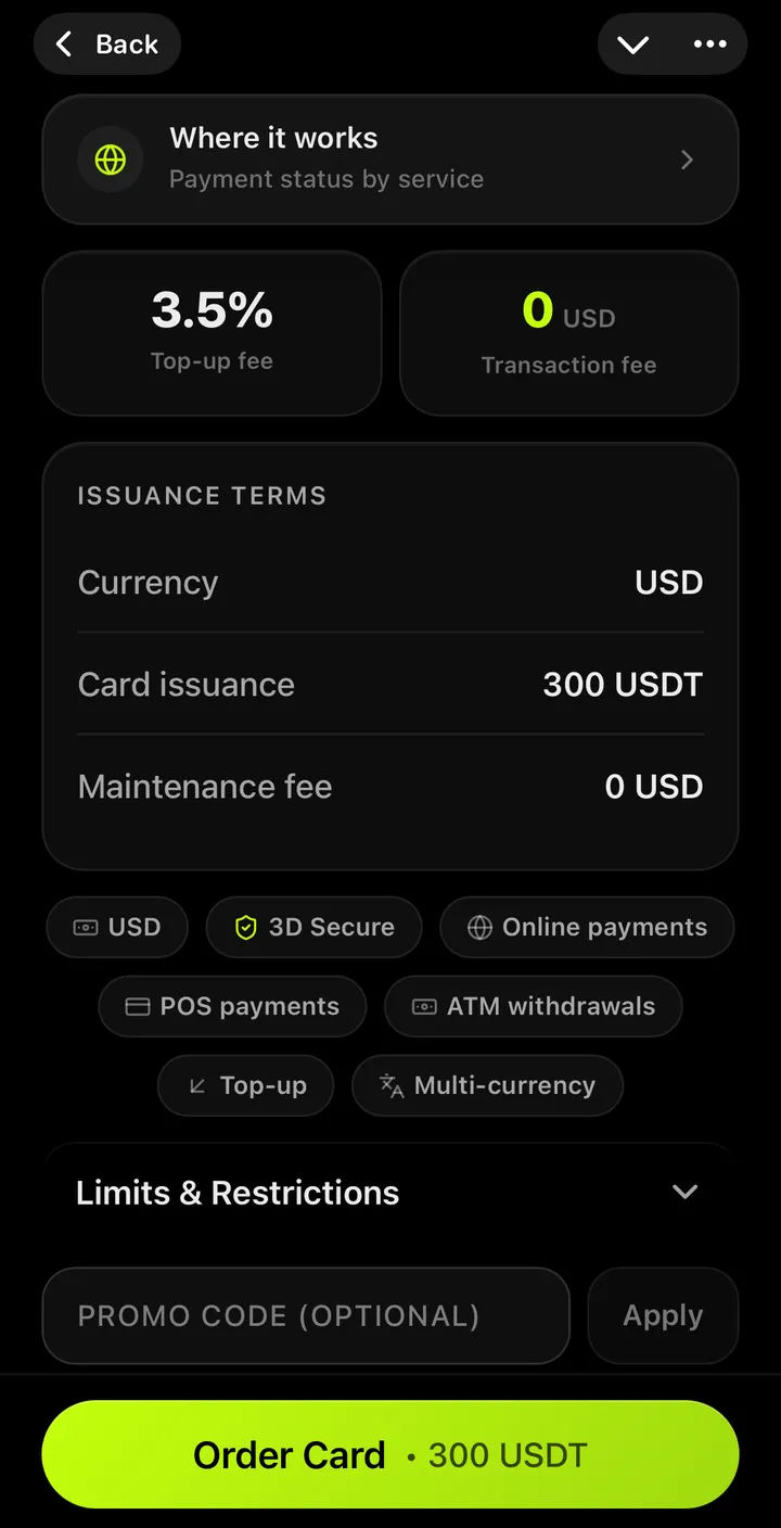 AnyPay Physical screen in the AnyPay app
