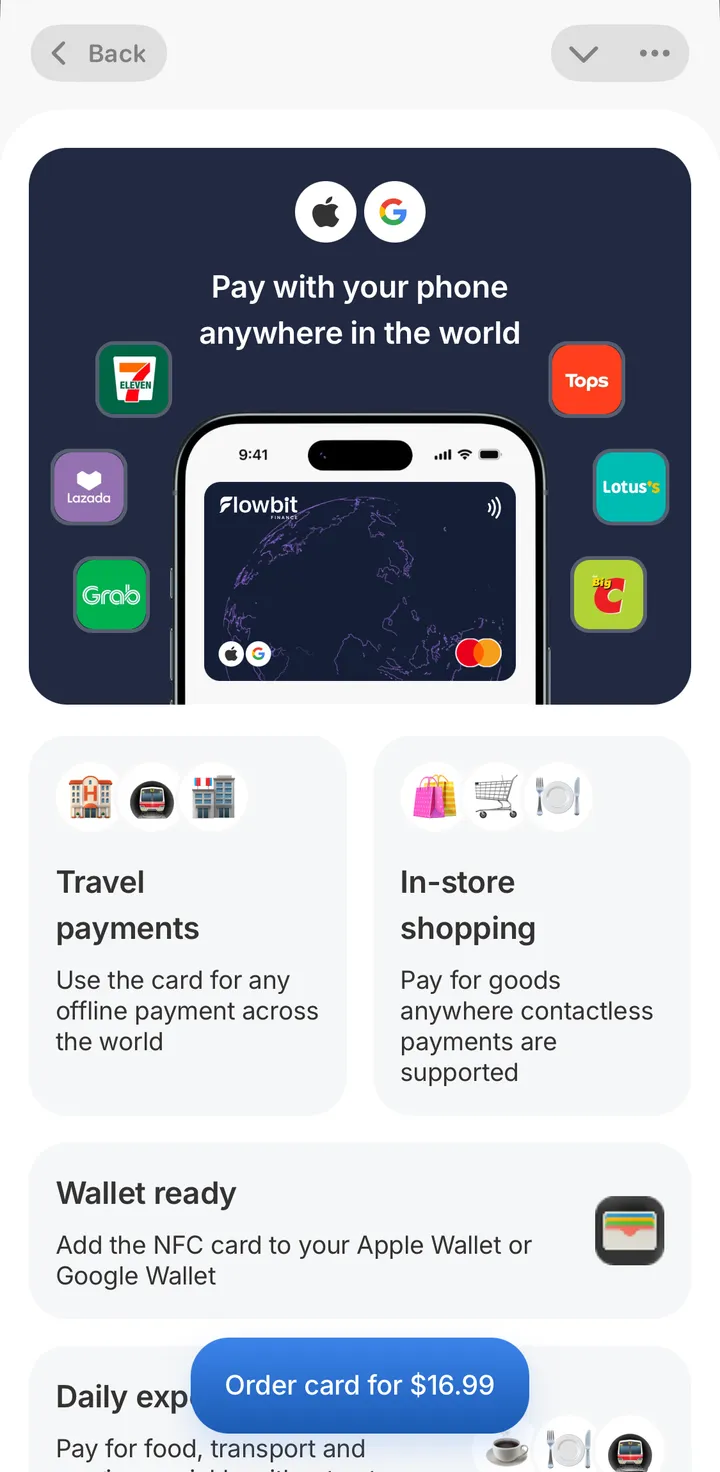 Flowbit NFC screen in the Flowbit app
